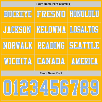 Custom Gold Light Blue-White Long Sleeve Authentic Football Jersey