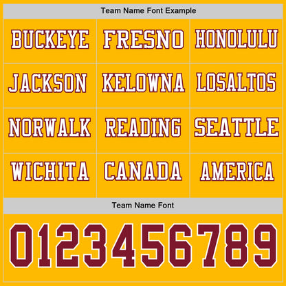 Custom Gold Crimson-White Long Sleeve Authentic Football Jersey