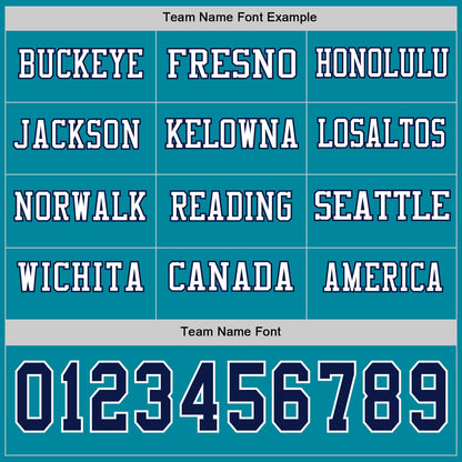 Custom Teal Navy-White Long Sleeve Authentic Football Jersey