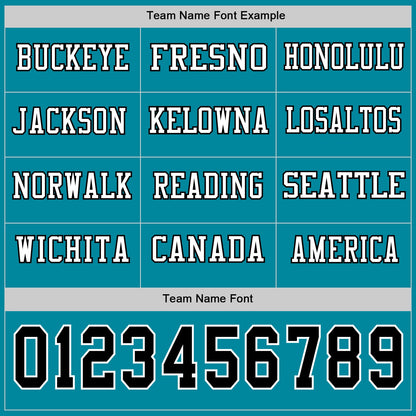 Custom Teal Black-White Long Sleeve Authentic Football Jersey
