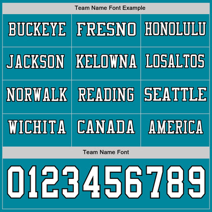 Custom Teal White-Black Long Sleeve Authentic Football Jersey