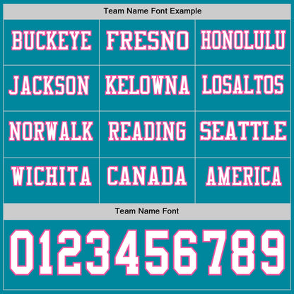 Custom Teal White-Pink Long Sleeve Authentic Football Jersey