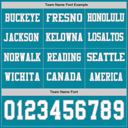 Custom Teal White-Gray Long Sleeve Authentic Football Jersey