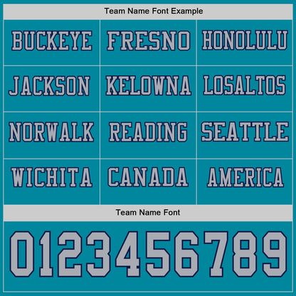 Custom Teal Gray-Navy Long Sleeve Authentic Football Jersey