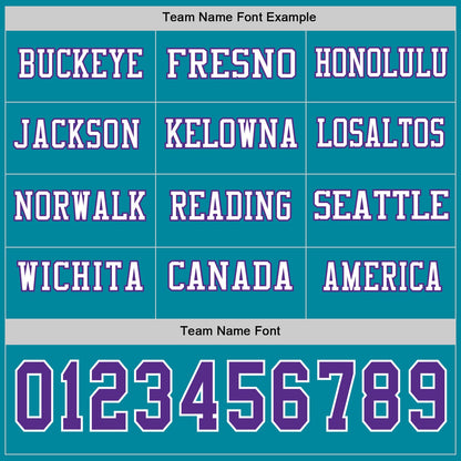 Custom Teal Purple-White Long Sleeve Authentic Football Jersey