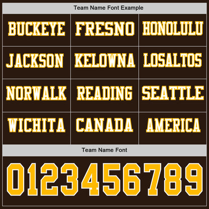 Custom Brown Gold-White Long Sleeve Authentic Football Jersey