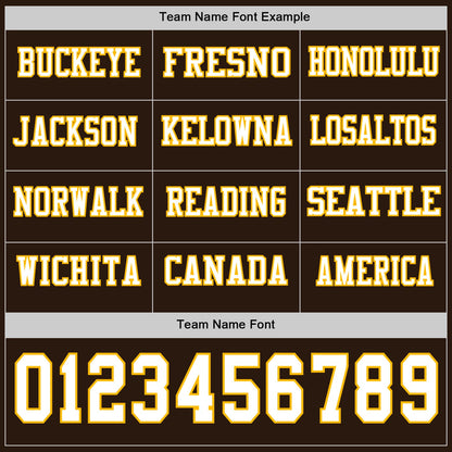 Custom Brown White-Gold Long Sleeve Authentic Football Jersey