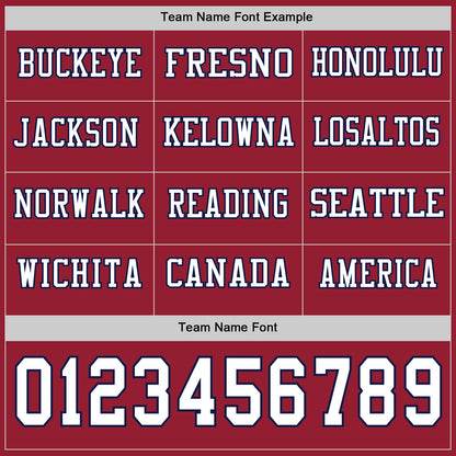 Custom Cardinal White-Navy Long Sleeve Authentic Football Jersey