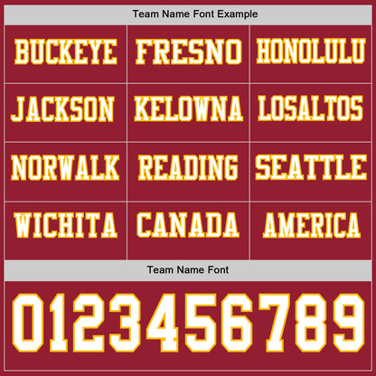 Custom Cardinal White-Gold Long Sleeve Authentic Football Jersey