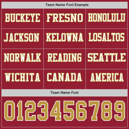 Custom Cardinal Old Gold-White Long Sleeve Authentic Football Jersey