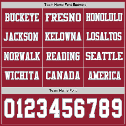 Custom Cardinal White-Gray Long Sleeve Authentic Football Jersey