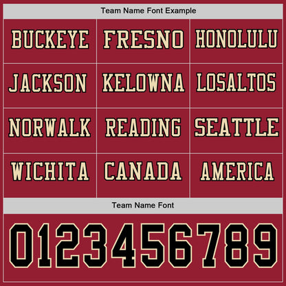 Custom Cardinal Black-Cream Long Sleeve Authentic Football Jersey