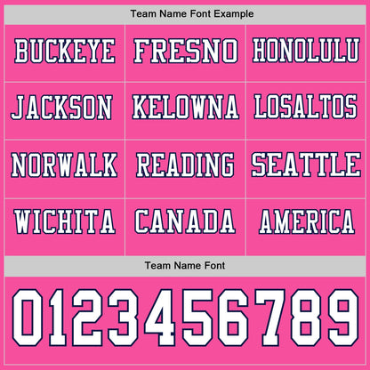 Custom Pink White-Navy Long Sleeve Authentic Football Jersey