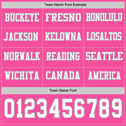 Custom Pink White-Gray Long Sleeve Authentic Football Jersey
