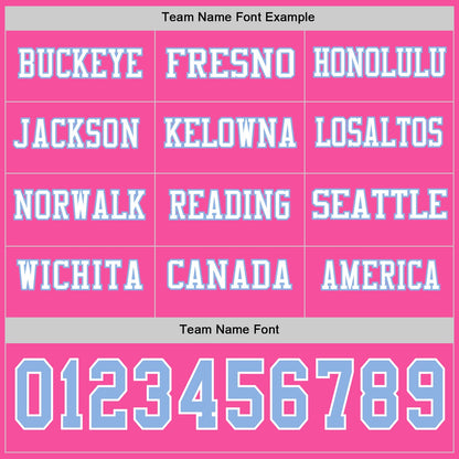 Custom Pink Light Blue-White Long Sleeve Authentic Football Jersey