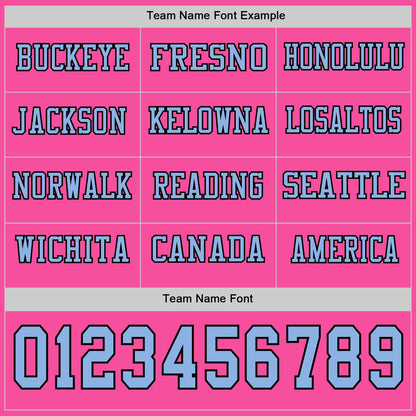 Custom Pink Light Blue-Black Long Sleeve Authentic Football Jersey