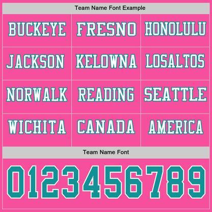 Custom Pink Teal-White Long Sleeve Authentic Football Jersey