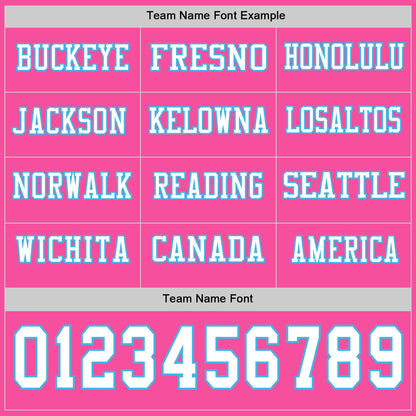 Custom Pink White-Sky Blue Long Sleeve Authentic Football Jersey