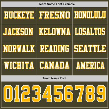 Custom Olive Gold-White Long Sleeve Salute To Service Authentic Football Jersey