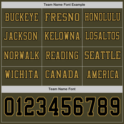 Custom Olive Black-Old Gold Long Sleeve Salute To Service Authentic Football Jersey