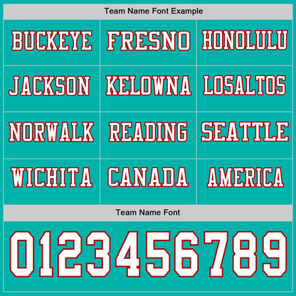 Custom Aqua White-Red Long Sleeve Authentic Football Jersey