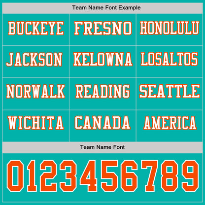 Custom Aqua Orange-White Long Sleeve Authentic Football Jersey