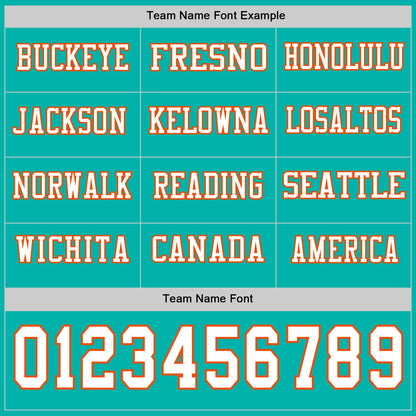 Custom Aqua White-Orange Long Sleeve Authentic Football Jersey