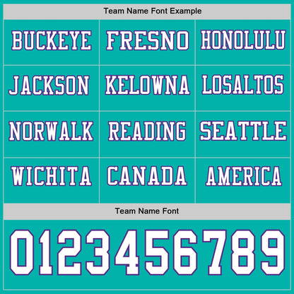 Custom Aqua White-Purple Long Sleeve Authentic Football Jersey