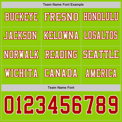 Custom Neon Green Red-White Long Sleeve Authentic Football Jersey