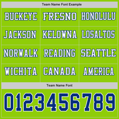 Custom Neon Green Royal-White Long Sleeve Authentic Football Jersey