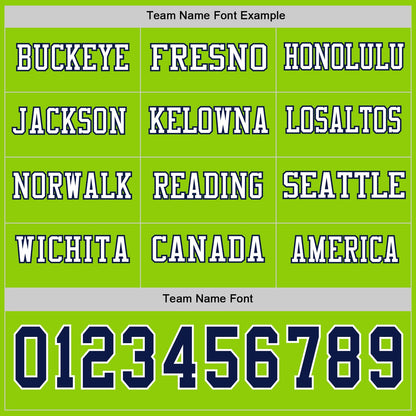 Custom Neon Green Navy-White Long Sleeve Authentic Football Jersey