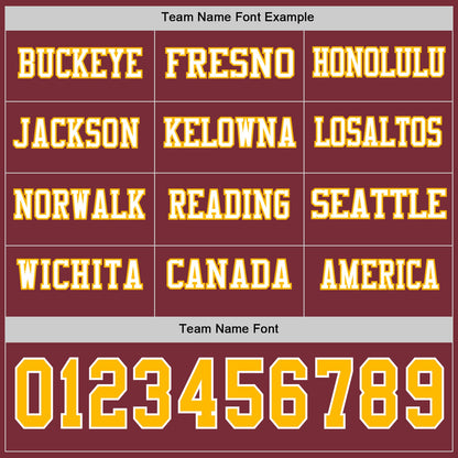 Custom Burgundy Gold-White Long Sleeve Authentic Football Jersey