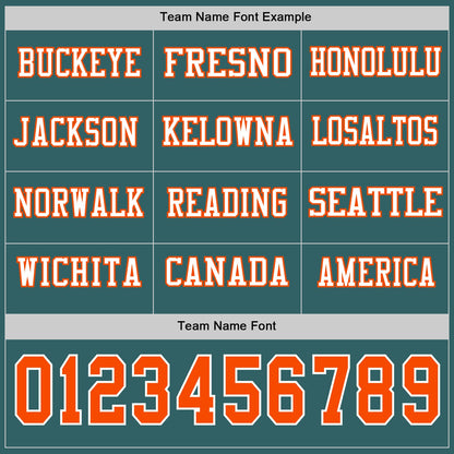 Custom Midnight Green Orange-White Long Sleeve Authentic Football Jersey