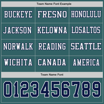 Custom Midnight Green Navy-White Long Sleeve Authentic Football Jersey
