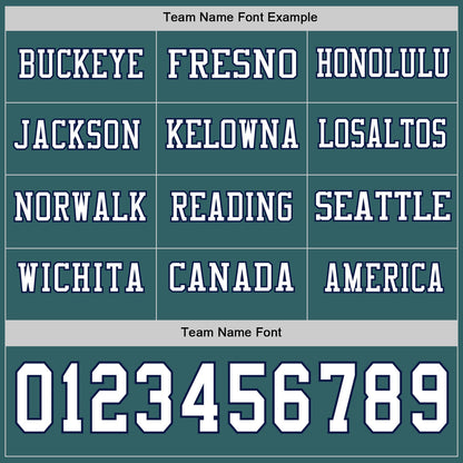 Custom Midnight Green White-Navy-White Long Sleeve Authentic Football Jersey