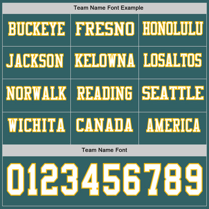 Custom Midnight Green White-Gold Long Sleeve Authentic Football Jersey
