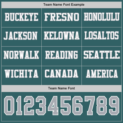 Custom Midnight Green Gray-White Long Sleeve Authentic Football Jersey