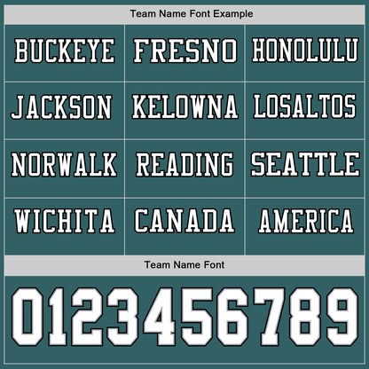 Custom Midnight Green White Gray-Black Long Sleeve Authentic Football Jersey