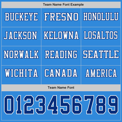 Custom Powder Blue Royal-White Long Sleeve Authentic Football Jersey