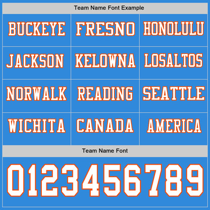 Custom Powder Blue White-Orange Long Sleeve Authentic Football Jersey