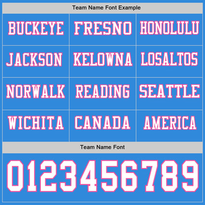 Custom Powder Blue White-Pink Long Sleeve Authentic Football Jersey