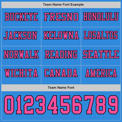 Custom Powder Blue Pink-Black Long Sleeve Authentic Football Jersey