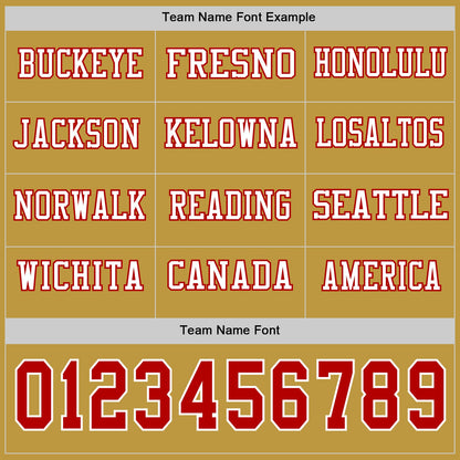 Custom Old Gold Red-White Long Sleeve Authentic Football Jersey