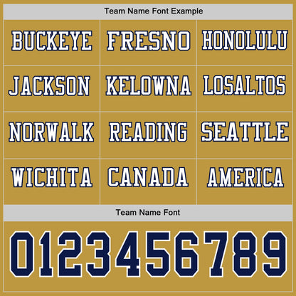 Custom Old Gold Navy-White Long Sleeve Authentic Football Jersey