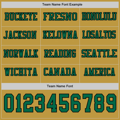 Custom Old Gold Kelly Green-Black Long Sleeve Authentic Football Jersey