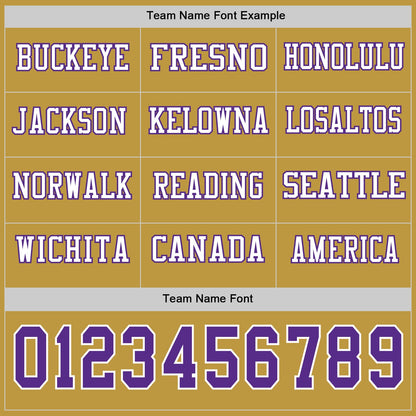 Custom Old Gold Purple-White Long Sleeve Authentic Football Jersey
