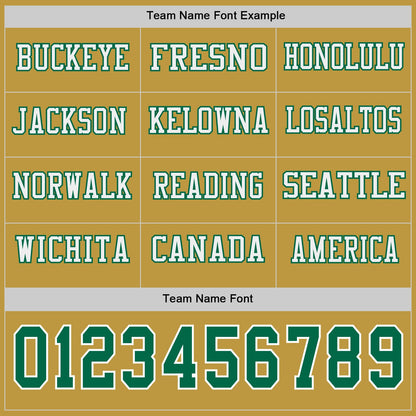 Custom Old Gold Kelly Green-White Long Sleeve Authentic Football Jersey