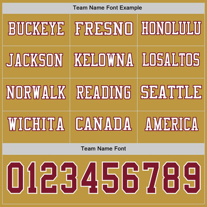 Custom Old Gold Crimson-White Long Sleeve Authentic Football Jersey