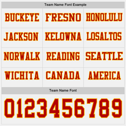 Custom White Red-Gold Long Sleeve Authentic Football Jersey