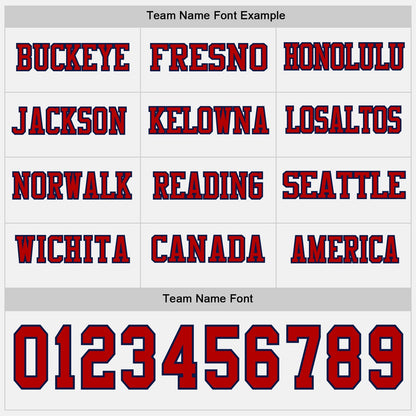 Custom White Red-Navy Long Sleeve Authentic Football Jersey